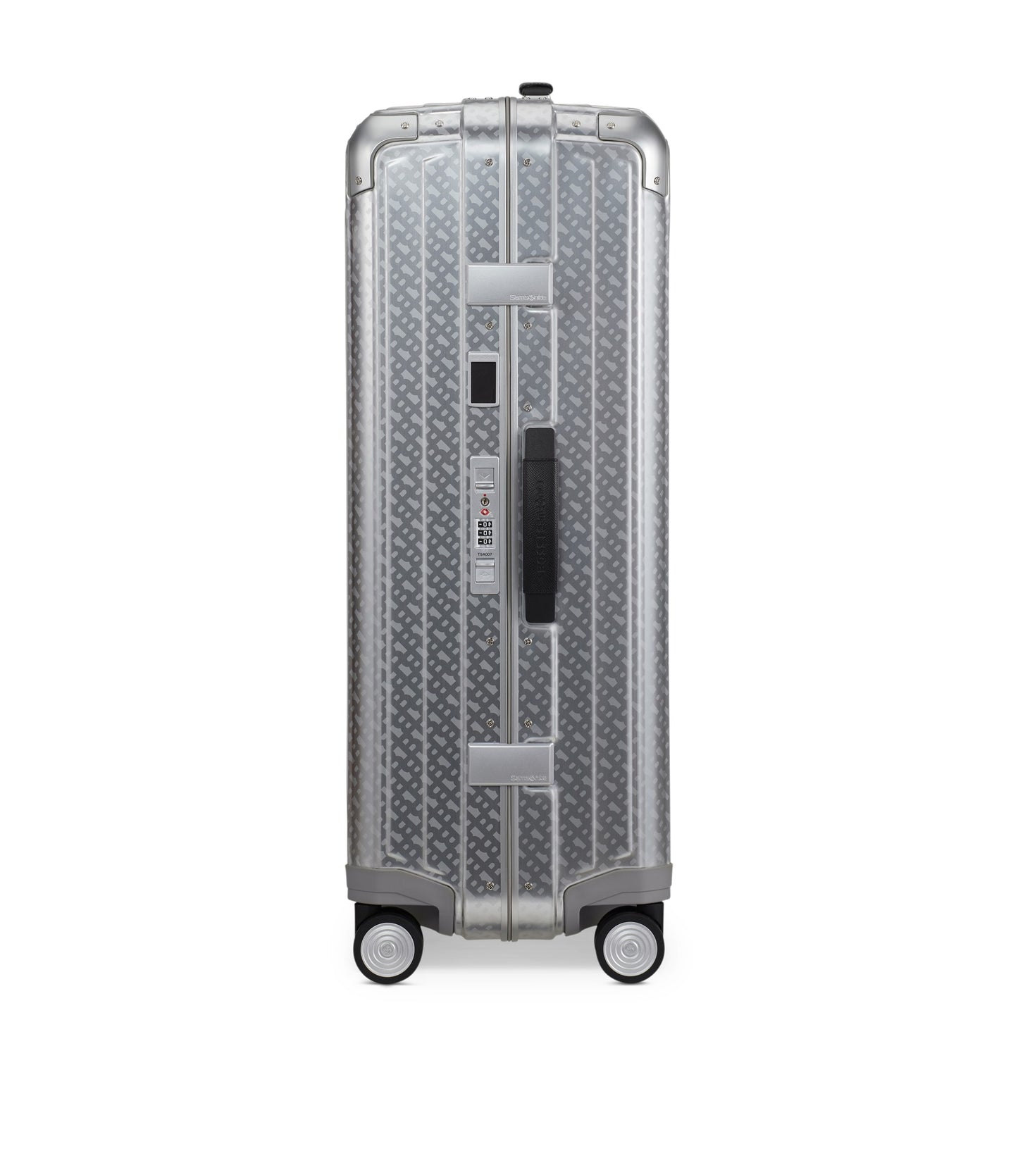 BOSS x Samsonite silver aluminium suitcase 76cm