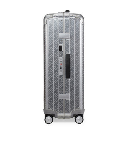 BOSS x Samsonite silver aluminium suitcase 76cm