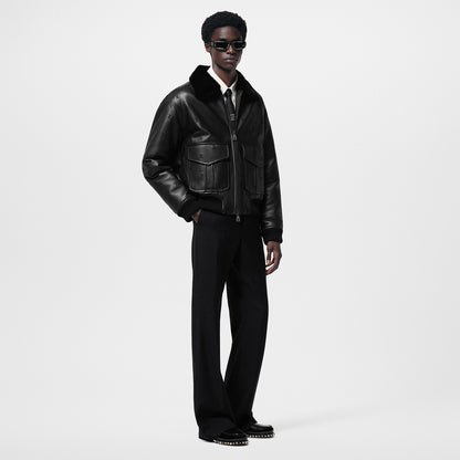 Leather Aviator Mink Collar