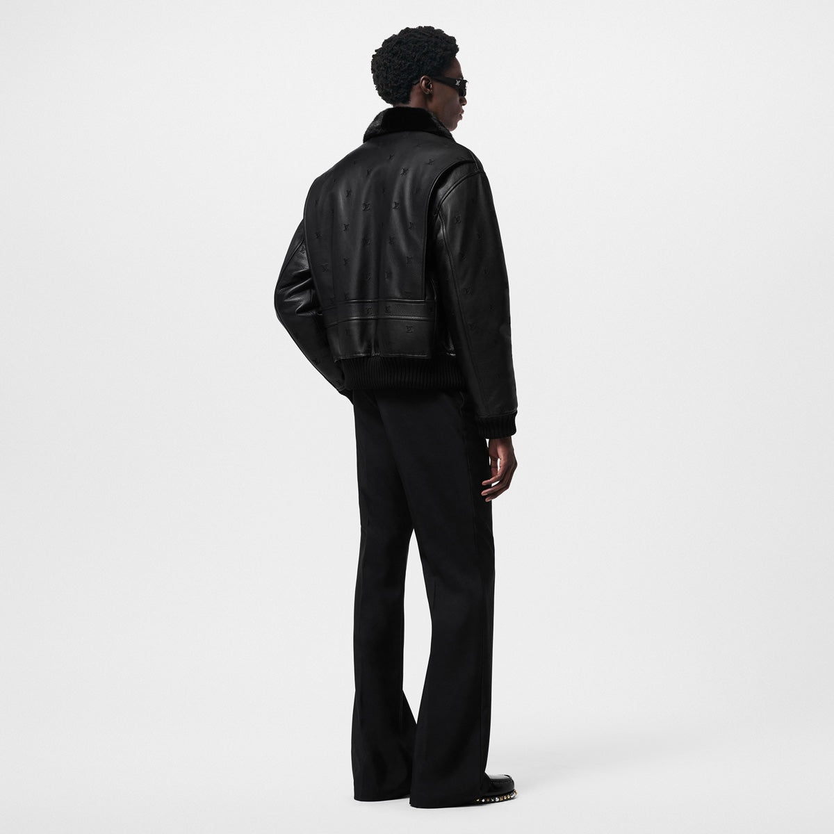 Leather Aviator Mink Collar