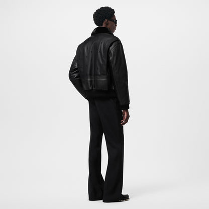 Leather Aviator Mink Collar