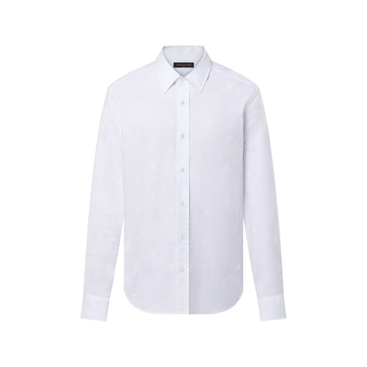 LV Blason Printed Long-Sleeved Cotton Shirt