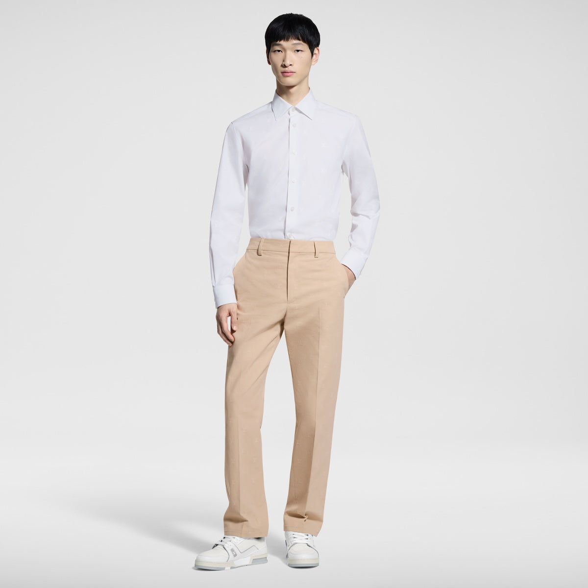 LV Blason Printed Long-Sleeved Cotton Shirt