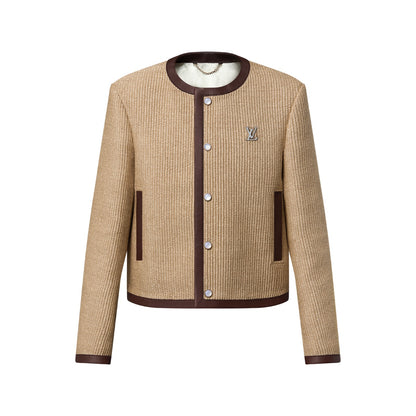Embellished Raffia Chic Collarless Jacket
