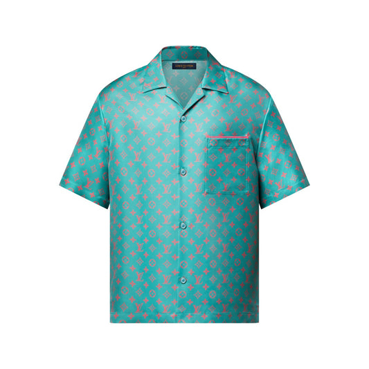 Monogram Short-Sleeved Silk Shirt