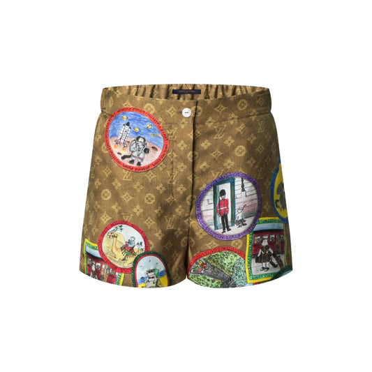 Monogram Cat Stamp Shorts