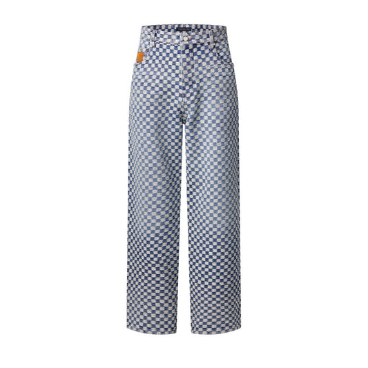 Damier Wide Leg Jeans