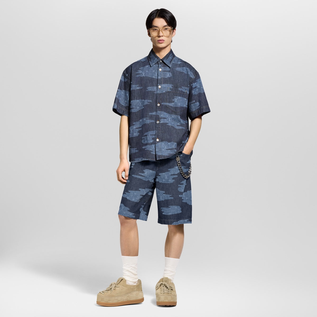 Monogram Short-Sleeved Chambray Shirt