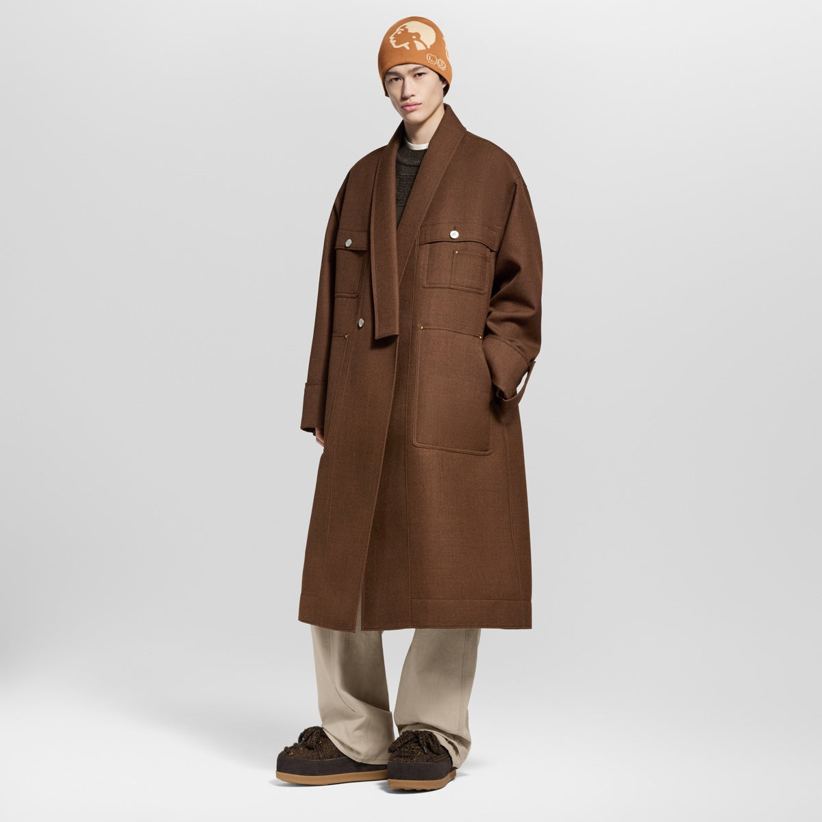 Single-Breasted Kimono Workwear Coat