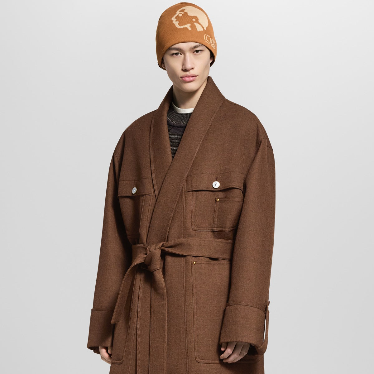 Single-Breasted Kimono Workwear Coat