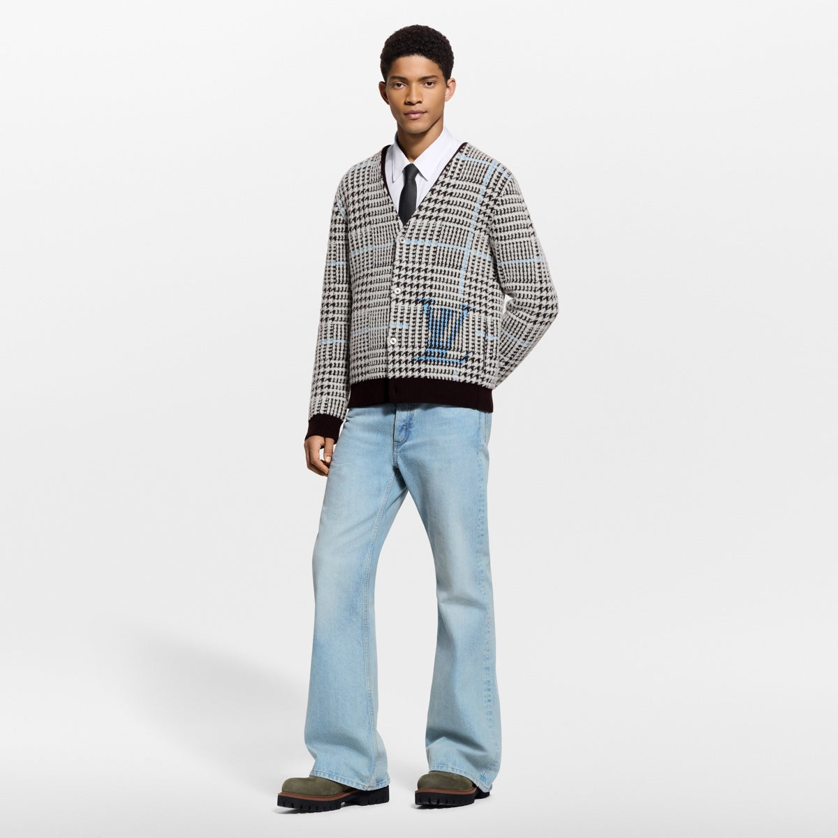 Textured Plaid Cardigan