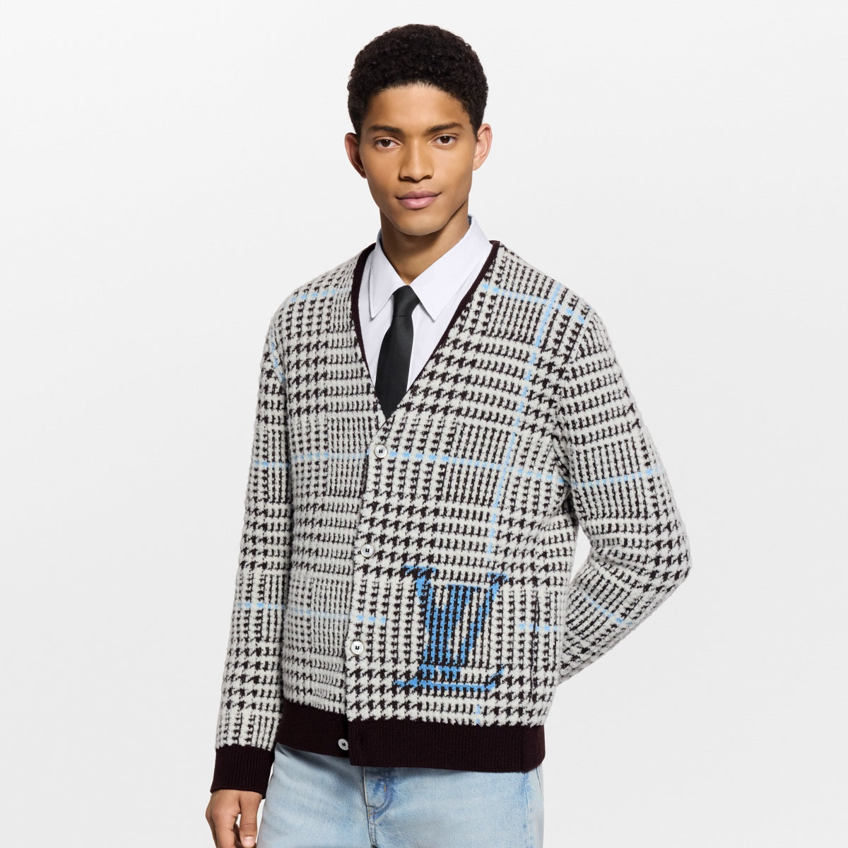 Textured Plaid Cardigan