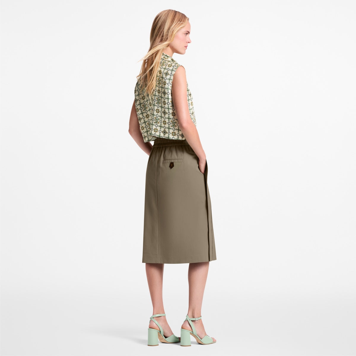 Zip Front Midi Skirt