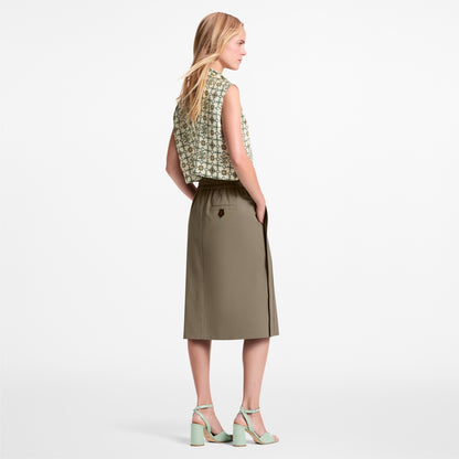Zip Front Midi Skirt