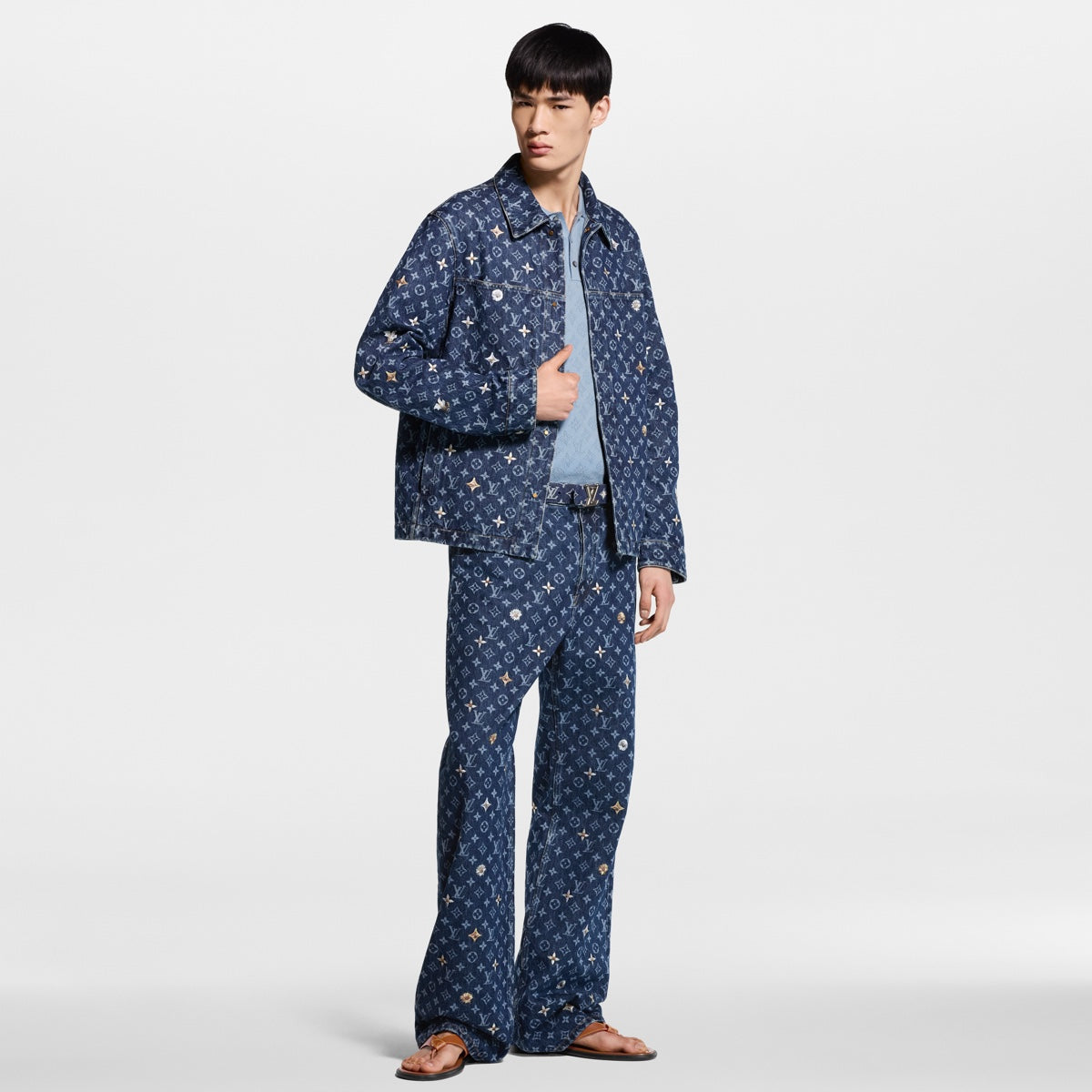 Monogram Embroidered Denim Overshirt