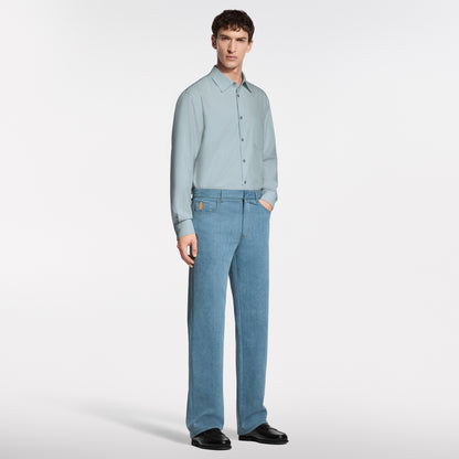 Silk-Blend Denim Trousers