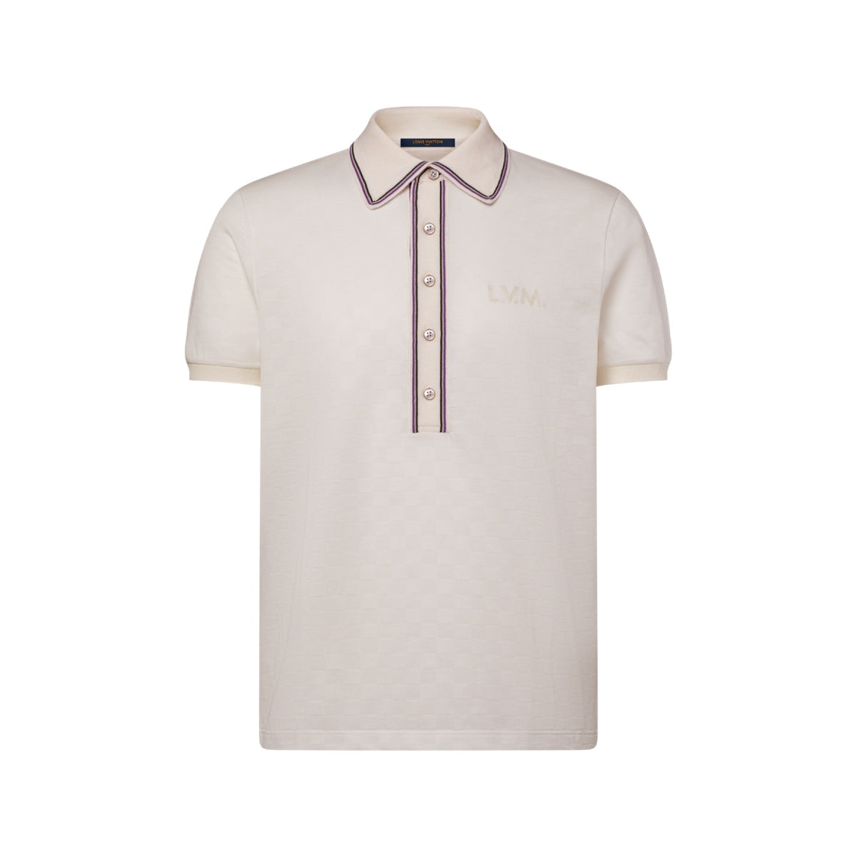 Damier Jacquard Short-Sleeved Polo Shirt