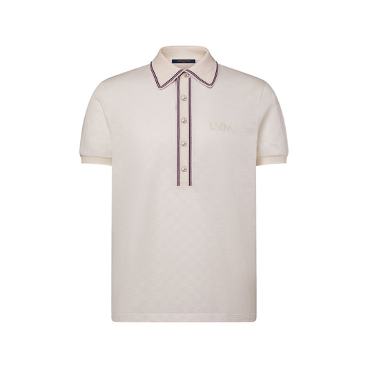Damier Jacquard Short-Sleeved Polo Shirt