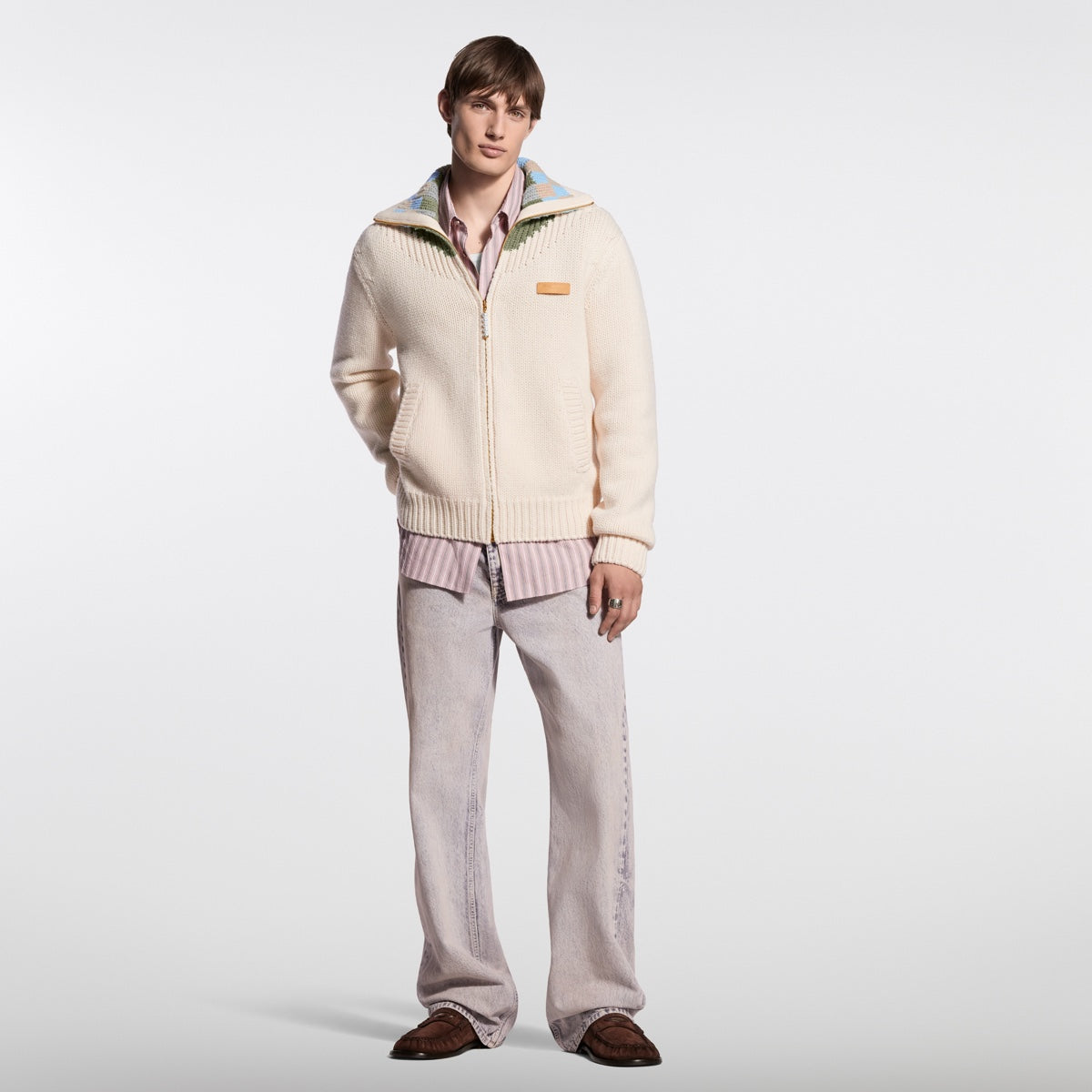 Zipped Intarsia Track Top