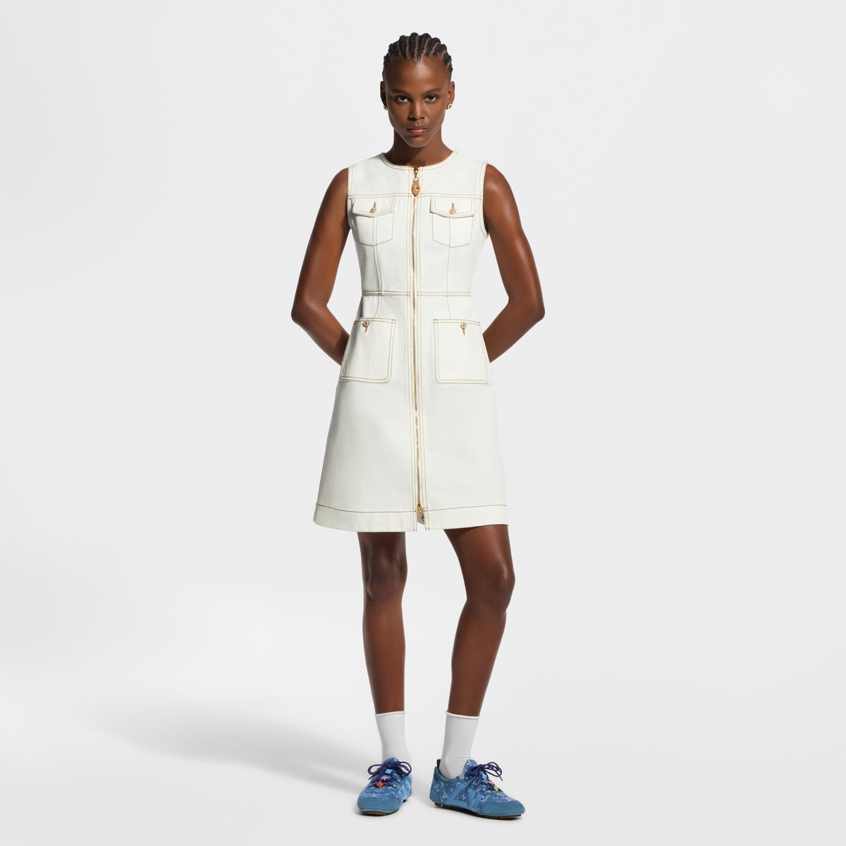 Contrast Stitch Utility Dress