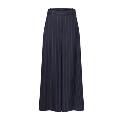 Wide-Leg Pinstriped Trousers