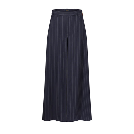Wide-Leg Pinstriped Trousers