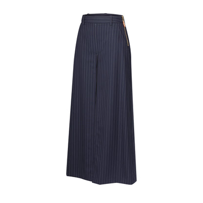 Wide-Leg Pinstriped Trousers