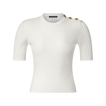 Epaulette Ribbed Knit Top