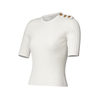 Epaulette Ribbed Knit Top