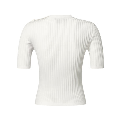 Epaulette Ribbed Knit Top