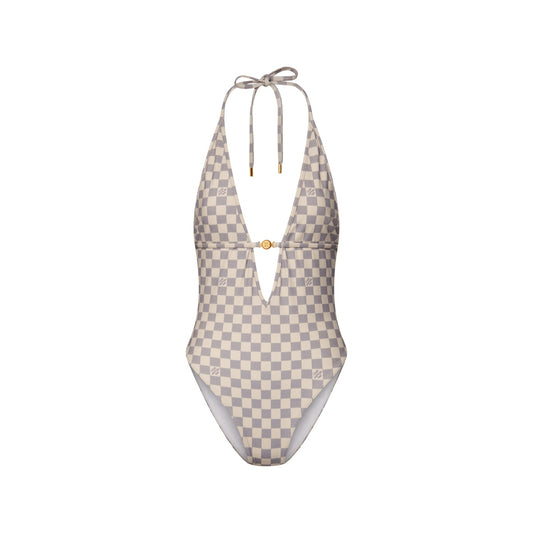 Damier V-Neck Swimsuit