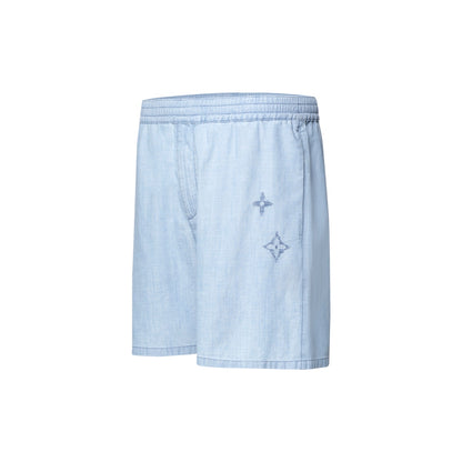 Embroidered Signature Chambray Shorts