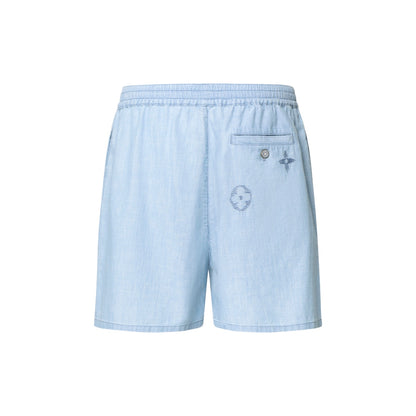 Embroidered Signature Chambray Shorts