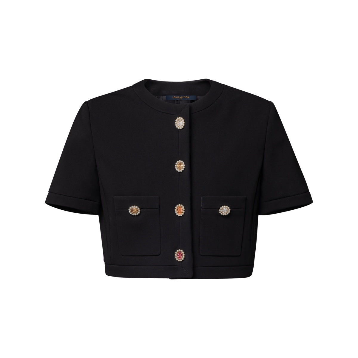 Short-Sleeved Jewel Button Jacket