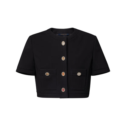 Short-Sleeved Jewel Button Jacket
