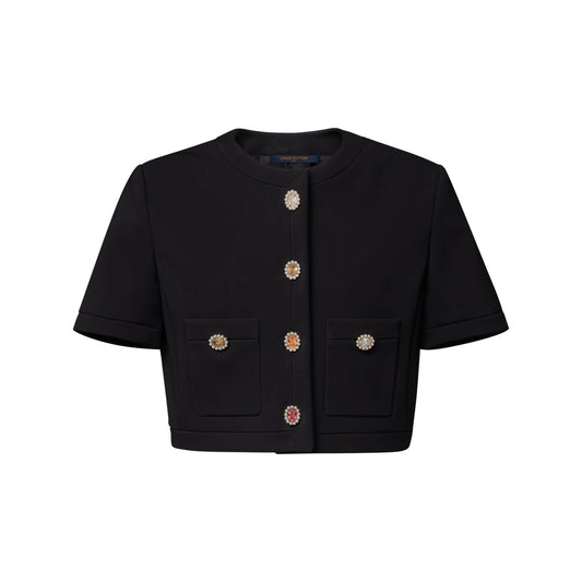 Short-Sleeved Jewel Button Jacket