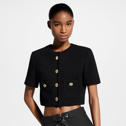 Short-Sleeved Jewel Button Jacket