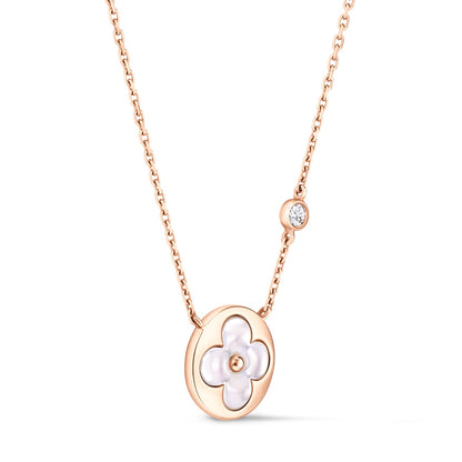 Color Blossom BB Sun Pendant, Pink Gold, White Mother-of-Pearl and Diamond