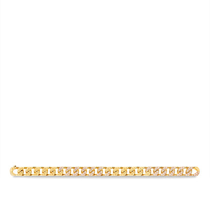 Cuban Chain Bracelet, Yellow Gold and Diamonds