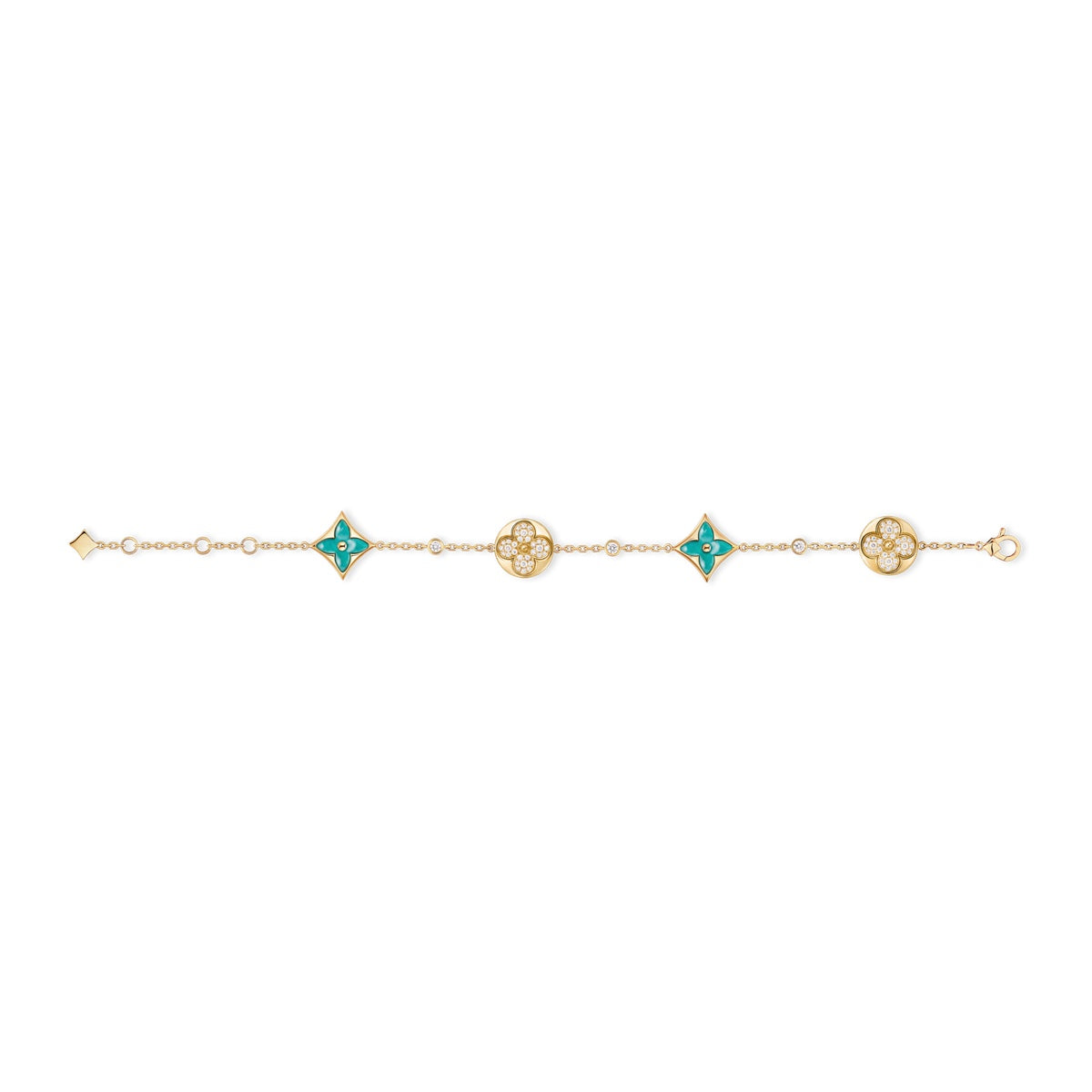 Color Blossom BB Multi-Pattern Bracelet, Yellow Gold, Amazonite and Diamonds