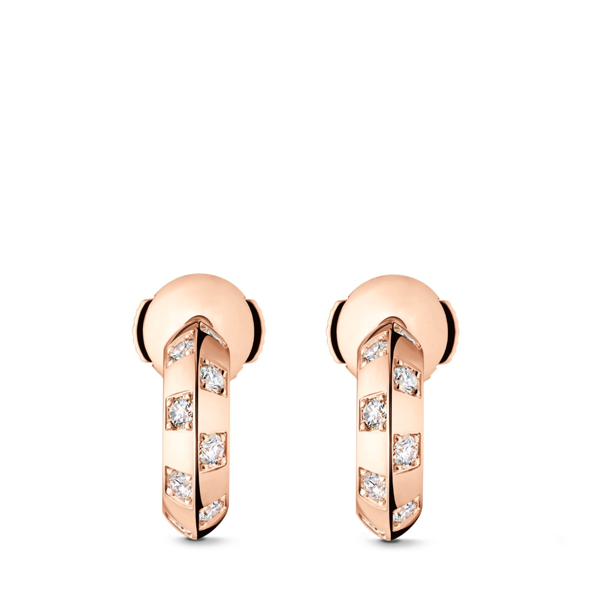 Le Damier de Louis Vuitton Small Hoops, Rose Gold and Diamonds