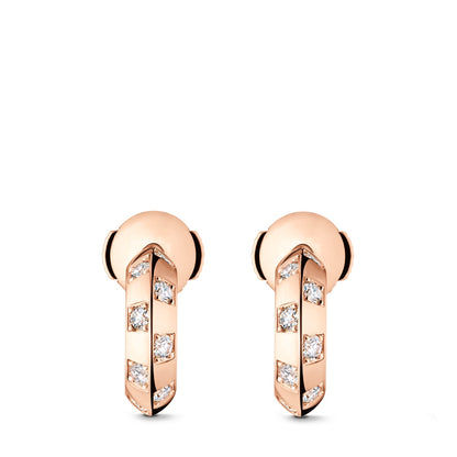 Le Damier de Louis Vuitton Small Hoops, Rose Gold and Diamonds