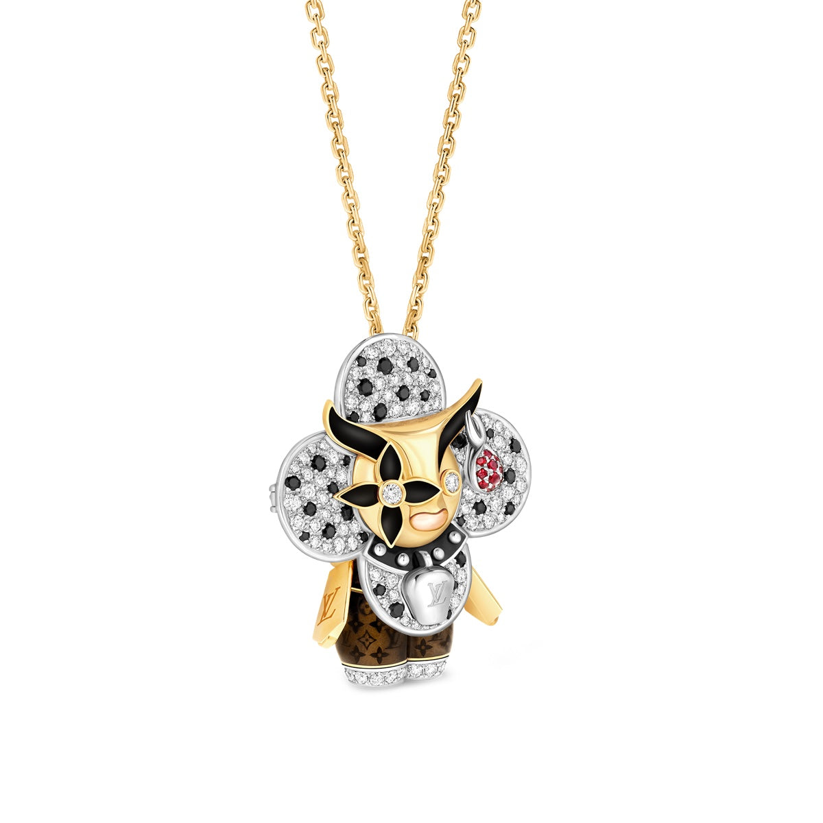 Vivienne Ox Pendant, 3 Golds, Lacquer, Diamonds And Coloured Gemstones