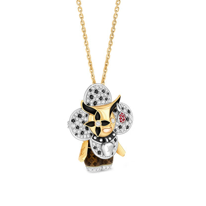 Vivienne Ox Pendant, 3 Golds, Lacquer, Diamonds And Coloured Gemstones