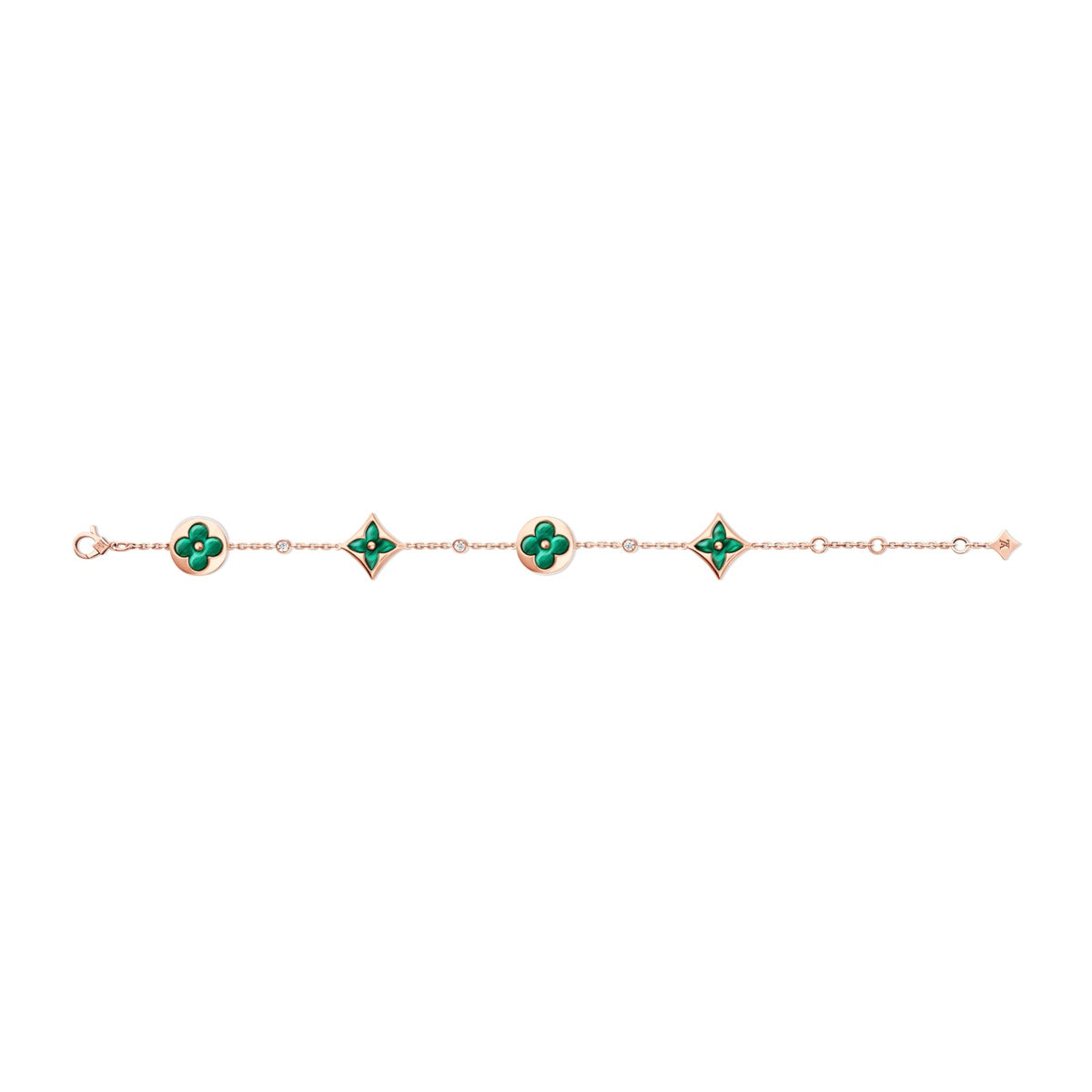 Color Blossom BB Multi-Motifs Bracelet, Pink Gold, Malachite and Diamonds