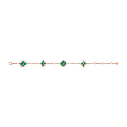 Color Blossom BB Multi-Motifs Bracelet, Pink Gold, Malachite and Diamonds