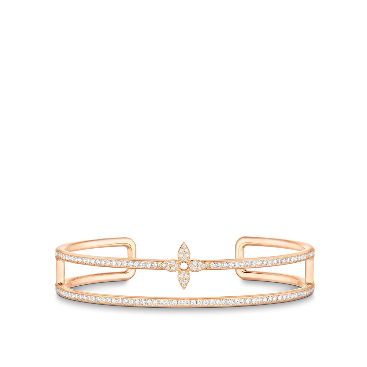 Idylle Blossom Two-Row Bracelet, Pink Gold and Diamonds