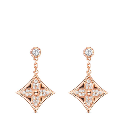 Color Blossom BB Star Ear Studs, Pink Gold and Diamonds