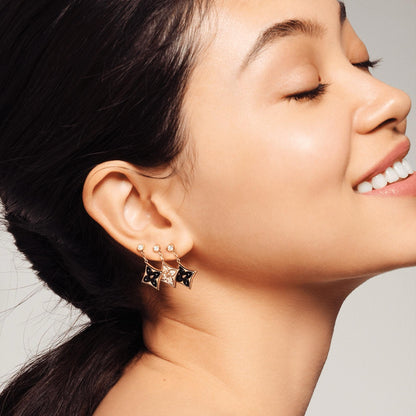 Color Blossom BB Star Ear Studs, Pink Gold and Diamonds
