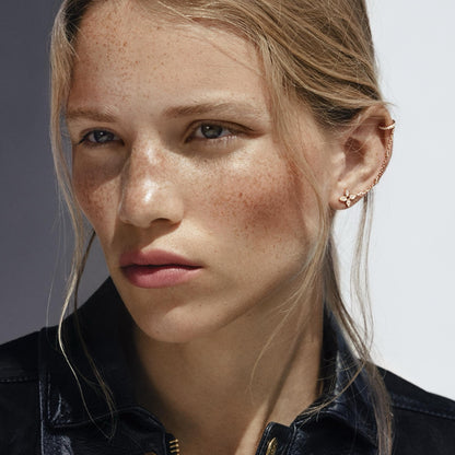 Idylle Blossom Mono Chain Earrings, Pink Gold and Diamonds - Per Unit